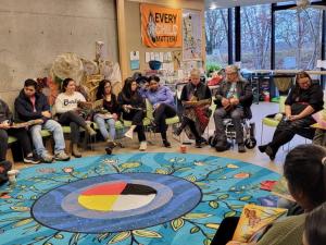 Students in Humber College participating in an Indigenous course gathering