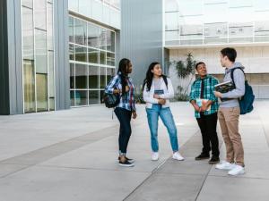 Humber students standing in front of a building